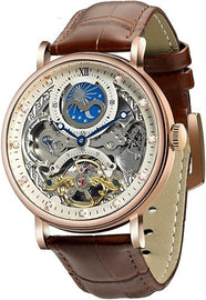 Men's Automatic Watch Self Winding Mechanical Watch Genuine Leather Strap Skeleton Watches for Men